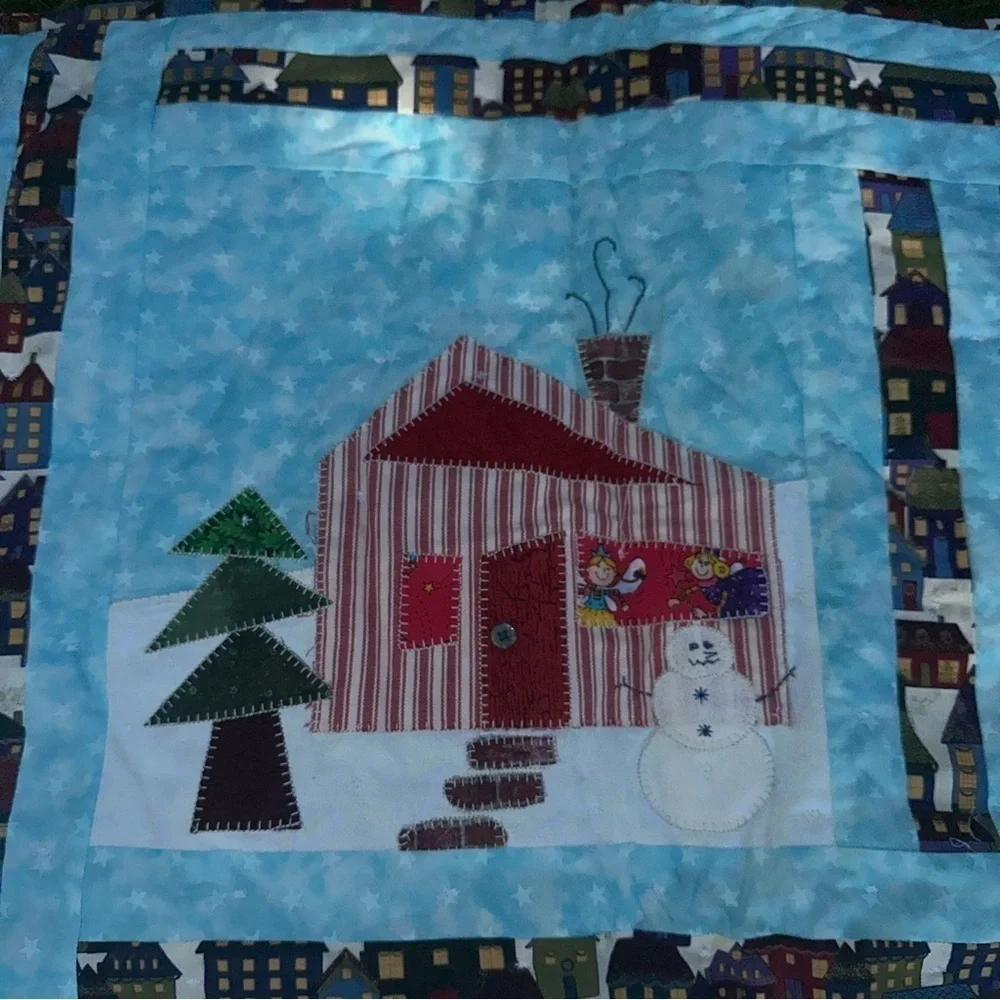 2002 HGTV Strolling down the block quilt completed with pillow 54x66